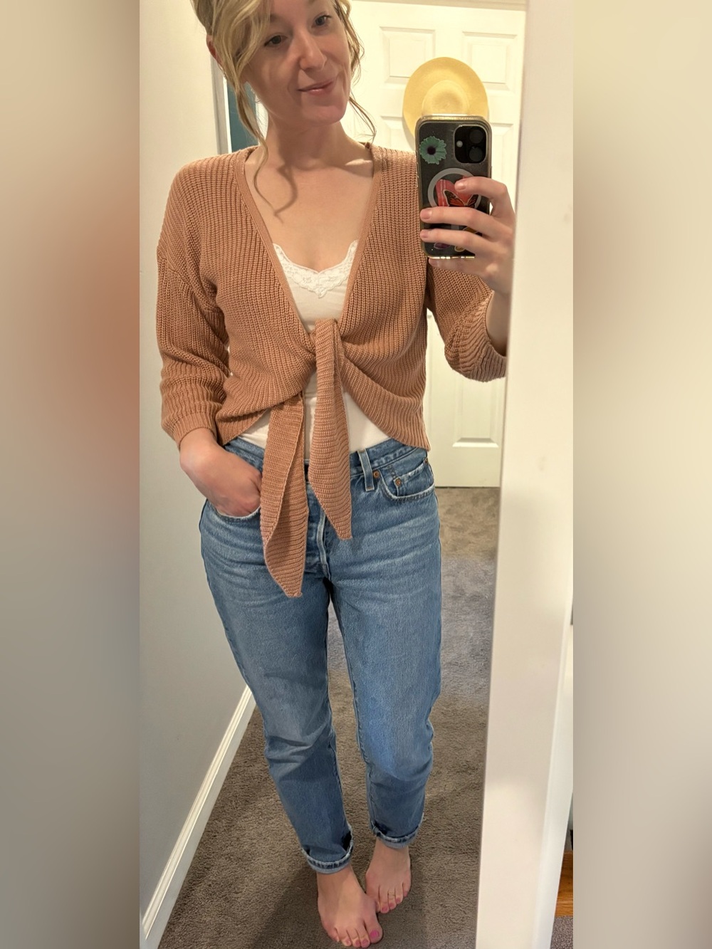 Lulu's Tie-Front Knit Cardigan - Blush